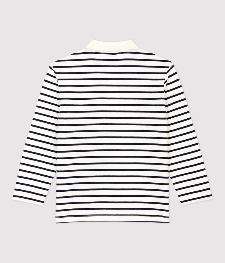 Lang&auml;rmeliges, gestreiftes Kinder-Poloshirt aus Baumwolle f&uuml;r Jungen weiss/blau